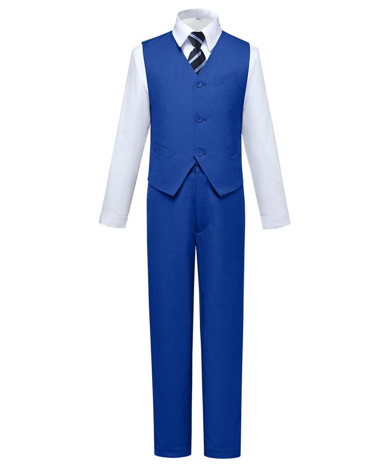 Visaccy Boys Suits Slim Fit Dress Clothes Outfits for Wedding Vest and Pants Set Royal Blue Size 12 - Image 1